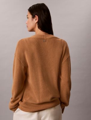 Женский кардиган Calvin Klein Merino Wool Blend Duster, цвет: Бронзовый — фото 5