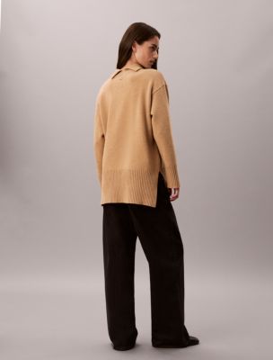Женский свитер Calvin Klein Lux Wool Turtleneck, цвет: Бронзовый меланжевый — фото 5