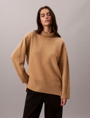 Lux Wool Turtleneck Sweater, Bronze Flash Melange