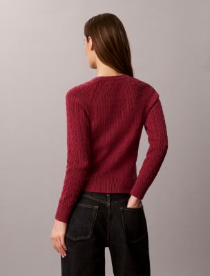 Женский свитер Calvin Klein Cable Knit Crewneck, цвет: Rhododendron — фото 6