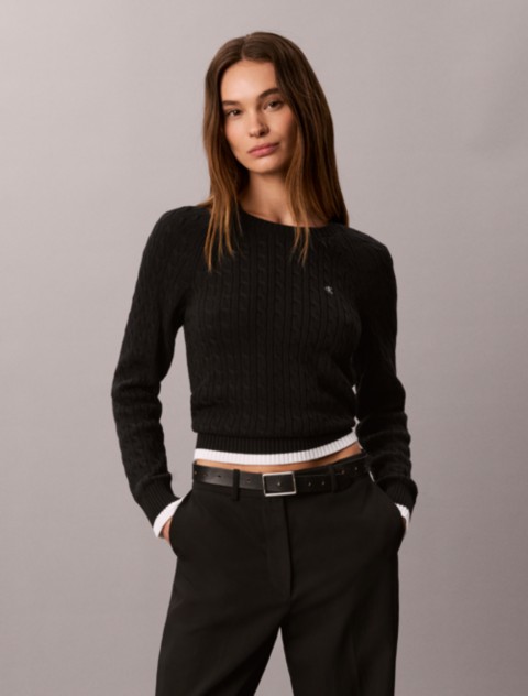 Женские свитеры Calvin Klein Cable Knit Tipping Crewneck Sweater