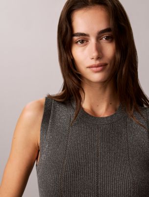 Женский топ Calvin Klein Shine Blend Tank Top, цвет: Пепельный — фото 3