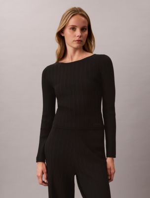 Женский топ Calvin Klein Tech Knit с фактурной строчкой, цвет: Чёрный — фото 1