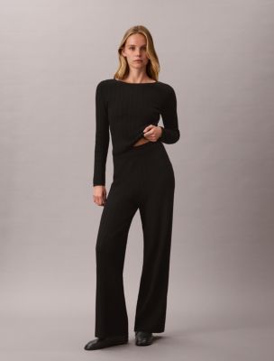 Женские брюки Calvin Klein Tech Knit с фактурной строчкой, цвет: Чёрный — фото 1