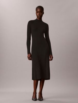 Turtleneck Midi Dress, Black