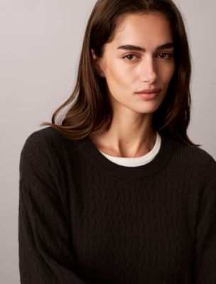 Женский свитер Calvin Klein Tech Cable Knit, цвет: Чёрный — фото 2