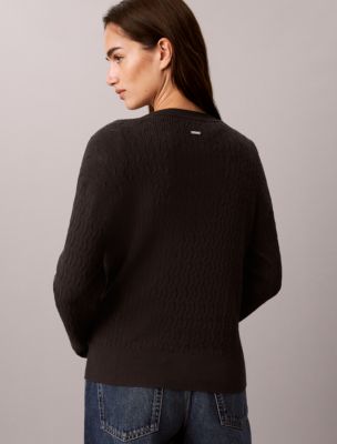 Женский свитер Calvin Klein Tech Cable Knit, цвет: Чёрный — фото 4