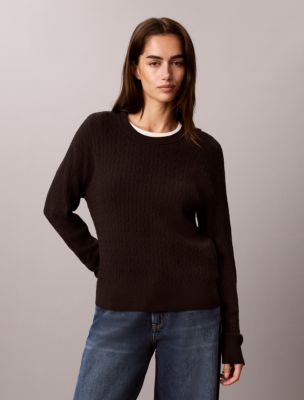 Tech Cable Knit Sweater, Black