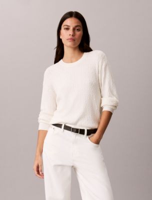 Tech Cable Knit Sweater, Tofu