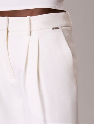 Женские брюки Calvin Klein Effortless Crepe Wide Leg Pleated Trousers, цвет: Зефирный — фото 4