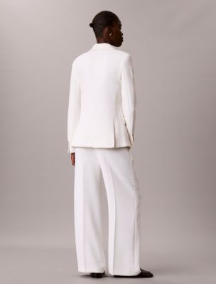 Женские брюки Calvin Klein Effortless Crepe Wide Leg Pleated Trousers, цвет: Зефирный — фото 5