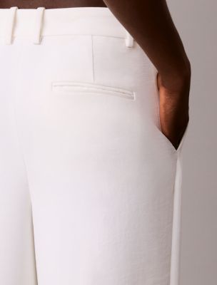 Женские брюки Calvin Klein Effortless Crepe Wide Leg Pleated Trousers, цвет: Зефирный — фото 6