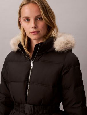 Женская куртка Calvin Klein Matte Belted Short Puffer, цвет: Чёрный — фото 3