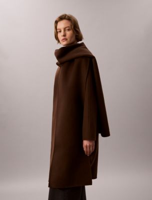Женское пальто Calvin Klein Wool Blend Scarf, цвет: Коричневый — фото 2