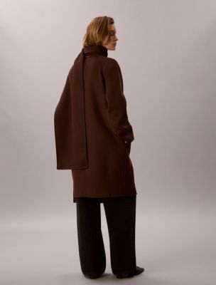 Женское пальто Calvin Klein Wool Blend Scarf, цвет: Коричневый — фото 4