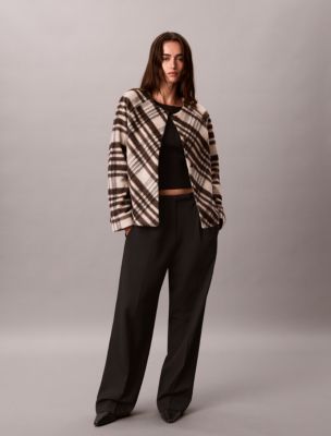 Женская куртка Calvin Klein Mohair Plaid Cardigan, цвет: Зефирный клетчатый — фото 3