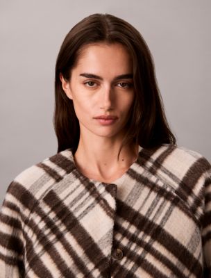 Женская куртка Calvin Klein Mohair Plaid Cardigan, цвет: Зефирный клетчатый — фото 4