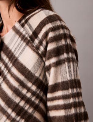 Женская куртка Calvin Klein Mohair Plaid Cardigan, цвет: Зефирный клетчатый — фото 6