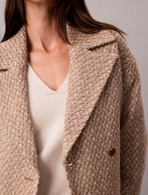 Женское пальто Calvin Klein Relaxed Short Peacoat, цвет: Коричневый молочный — фото 2