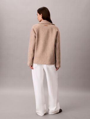 Женское пальто Calvin Klein Relaxed Short Peacoat, цвет: Коричневый молочный — фото 3