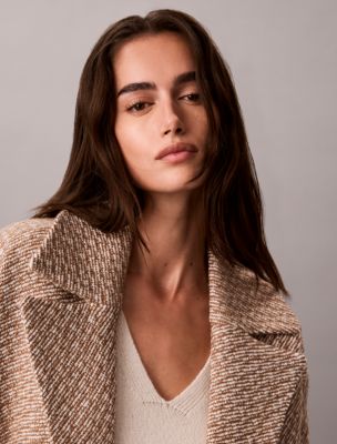 Женское пальто Calvin Klein Relaxed Short Peacoat, цвет: Коричневый молочный — фото 5