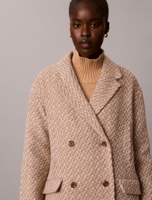 Женское пальто Calvin Klein Relaxed Wool Blend Peacoat, цвет: Коричневый молочный — фото 2