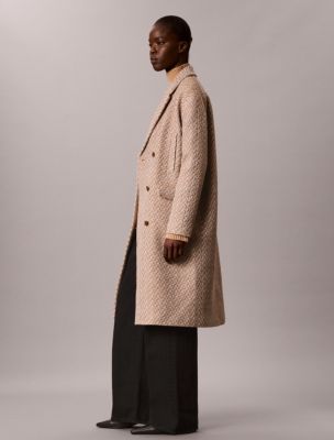 Женское пальто Calvin Klein Relaxed Wool Blend Peacoat, цвет: Коричневый молочный — фото 3