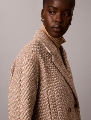 Женское пальто Calvin Klein Relaxed Wool Blend Peacoat, цвет: Коричневый молочный — фото 4