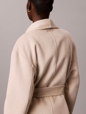 Женское пальто Calvin Klein Shawl Wool Blend Hip, цвет: Бежевый меланжевый — фото 5