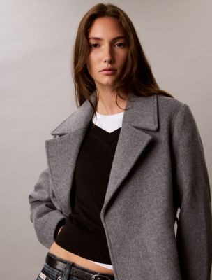 Женское пальто Calvin Klein Classic Wool Blend, цвет: Серый меланжевый — фото 2