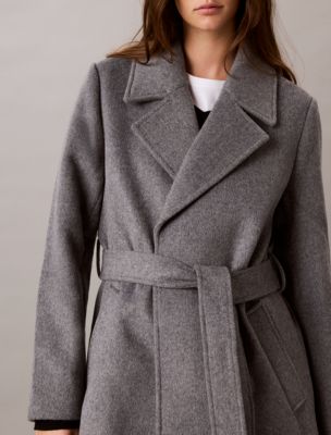 Женское пальто Calvin Klein Classic Wool Blend, цвет: Серый меланжевый — фото 3