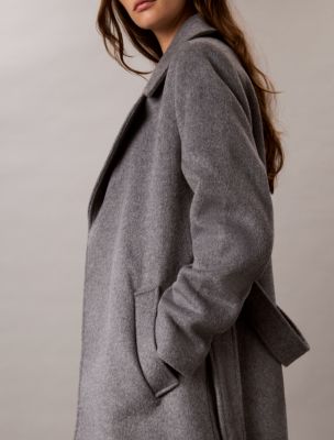 Женское пальто Calvin Klein Classic Wool Blend, цвет: Серый меланжевый — фото 4