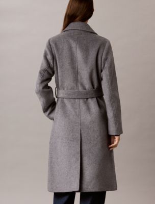 Женское пальто Calvin Klein Classic Wool Blend, цвет: Серый меланжевый — фото 6