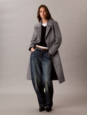 Classic Wool Blend Coat, Grey Heather