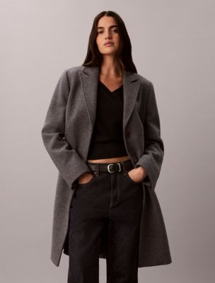 Женское пальто Calvin Klein Tailored Single Breasted Wool Blend, цвет: Серый меланжевый — фото 2