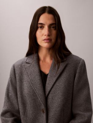 Женское пальто Calvin Klein Tailored Single Breasted Wool Blend, цвет: Серый меланжевый — фото 3
