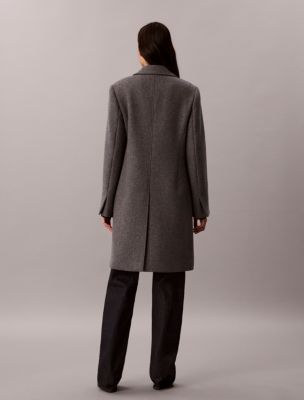 Женское пальто Calvin Klein Tailored Single Breasted Wool Blend, цвет: Серый меланжевый — фото 4