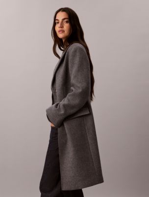 Женское пальто Calvin Klein Tailored Single Breasted Wool Blend, цвет: Серый меланжевый — фото 5