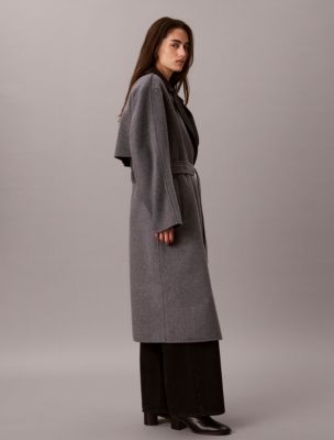 Женское пальто Calvin Klein Melange Wool Blend Wrap, цвет: Графитовый меланжевый — фото 3