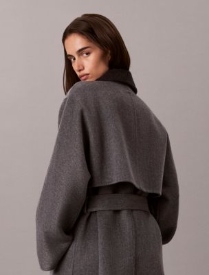 Женское пальто Calvin Klein Melange Wool Blend Wrap, цвет: Графитовый меланжевый — фото 4