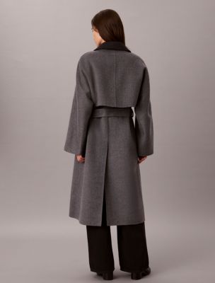 Женское пальто Calvin Klein Melange Wool Blend Wrap, цвет: Графитовый меланжевый — фото 5