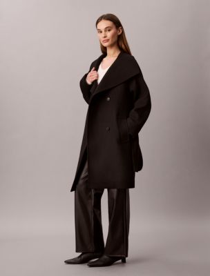 Wool Blend Funnel Neck Coat - thumbnail 4