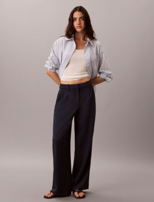 Stretch Crepe Trousers, Dark Sapphire