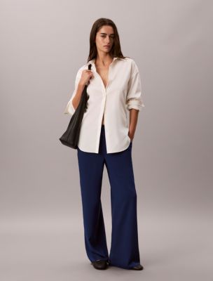Wide Leg Pull-On Pants, Estate Blue