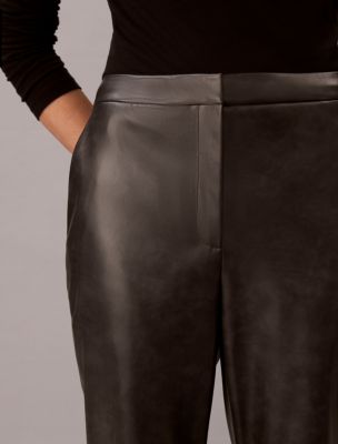Женские брюки Calvin Klein Faux Leather Flare, цвет: Чёрный — фото 2