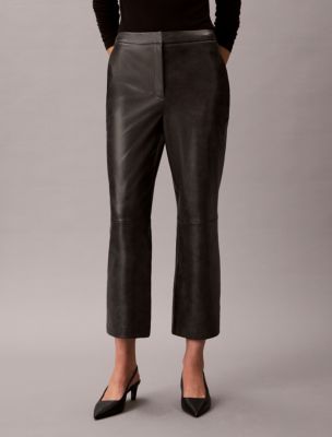 Женские брюки Calvin Klein Faux Leather Flare, цвет: Чёрный — фото 3