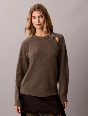 Женский свитер Calvin Klein Wool Ring Hardware, цвет: Меланжевый — фото 5