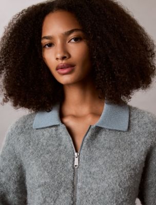 Женский свитер Calvin Klein Relaxed Boucle Zip, цвет: Lead — фото 6