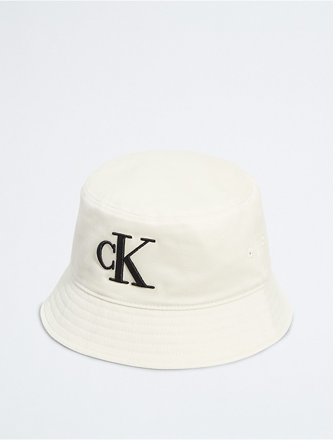 Hat Logo Calvin Embroidered Washed Denim | Klein Bucket