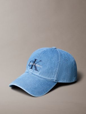 Denim Embroidered Monogram Logo Cap, New Blue